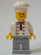 Minifig No: twn269a  Name: Baker (Chef) - White Torso with 8 Buttons, No Wrinkles Front or Back, Light Bluish Gray Legs
