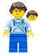 Minifig No: twn348  Name: Female, Dark Brown Hair with Long Braid, Bright Light Blue Hoodie, Blue Legs (Ludo Blue)