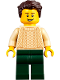 Minifig No: twn359  Name: Man with Dark Brown Hair, Tan Sweater and Dark Green Legs