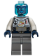 Minifig No: twn401  Name: Cyber Drone Robot - Flat Silver Spacesuit with Harness and White Panel with Classic Space Logo, Trans-Light Blue Head