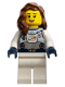 Minifig No: twn411  Name: Astronaut - Female, Flat Silver Spacesuit with Harness and White Panel with Classic Space Logo, Reddish Brown Hair