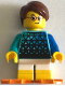 Minifig No: twn501  Name: Child - Boy, Medium Azure Top with Triangles, White Short Legs with Yellow Feet, Reddish Brown Hair, Orange Flippers