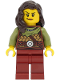 Minifig No: vik041  Name: Viking Warrior - Female, Leather Armor, Dark Red Legs, Dark Brown Hair