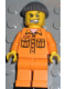 Minifig No: wc007  Name: Police - World City Jail Prisoner 50380 Medium Orange Jumpsuit, Dark Gray Knit Cap