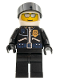 Minifig No: wc008  Name: Police - World City Helicopter Pilot, Black Jacket with Zipper and Badge
