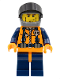 Minifig No: wc017  Name: Coast Guard World City - Orange Torso with Straps, Dark Bluish Gray Helmet, Black Visor