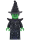 Minifig No: wck013  Name: Elphaba - Minifigure, Black Coat over Dress, Hat, Shoulder Pads