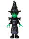 Minifig No: wck025  Name: Elphaba - Mini Doll, Black Dress, Hat, Shoulder Pads