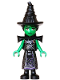 Minifig No: wck028  Name: Elphaba - Mini Doll, Black Coat over Dress, Hat, Shoulder Pads