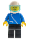 Minifig No: zip026  Name: Jacket with Zipper - Blue, Black Legs, White Helmet, Trans-Light Blue Visor