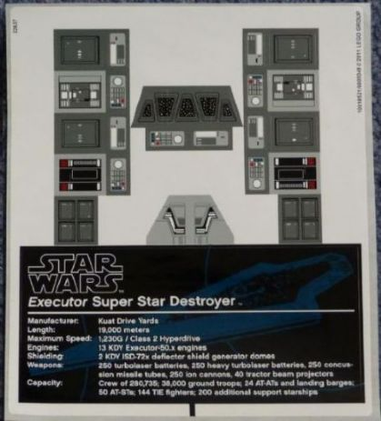 Pre Cut LEGO 10221 Super Star Destroyer Custom Replacement Sticker Sheet 