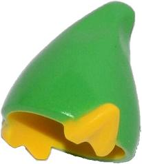 Minifigure, Headgear Hat, Elf / Dwarf with Pointed Ears with Bright Green  Top Pattern : Part 13787pb01