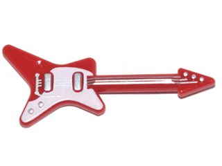 Minifigure, Utensil Musical Instrument, Guitar Electric 'ML' Type with  Curved White Pickguard and Silver Strings, Bridge, and Whammy Bar Pattern :  Part 17356pb03