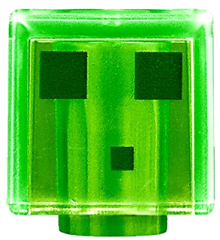 LEGO Green Brick 1 x 1 with Minecraft Creeper Face Pattern (12940)