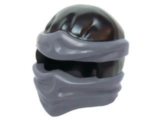 Minifigure, Headgear Ninjago Wrap Type 2 with Molded Dark Bluish Gray Wraps  and Knot Pattern : Part 19857pb04 | BrickLink