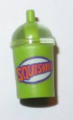 Minifig Lime Dome Lid Cup & Straw w/ 'SQUISHEE' Pattern LEGO Utensil Cup 
