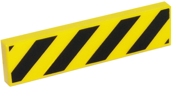 1 x 2 with printed Black on Yellow Caution Stripes 4 new LEGO Flat Tiles