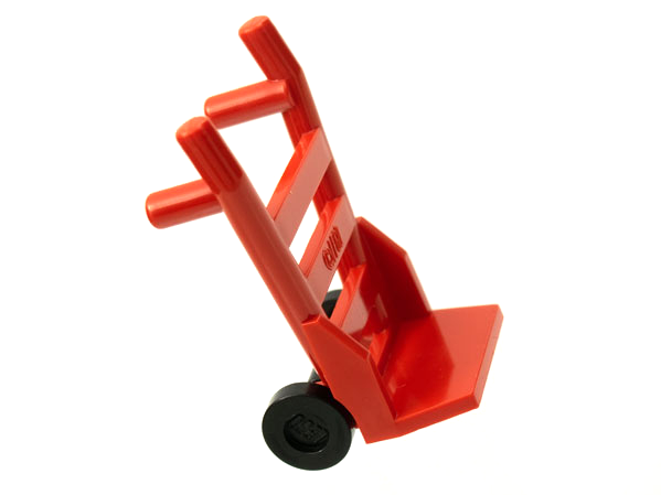 Red Minifigure Utensil Hand Truck w Wheels No 2495 QTY 1 LEGO Parts