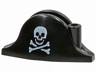 ☀️NEW Lego City Boy Minifig Hat Pirate Black Red Trim Bicorne White Skull Bones
