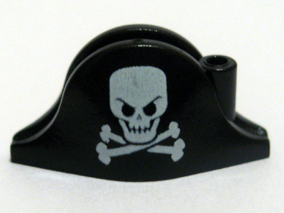 LEGO Black Pirates Bicorne Hat with Large Skull and Crossbones Pattern 