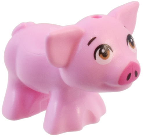 Pig, Friends Style with Black Eyebrows, Medium Nougat Eyes