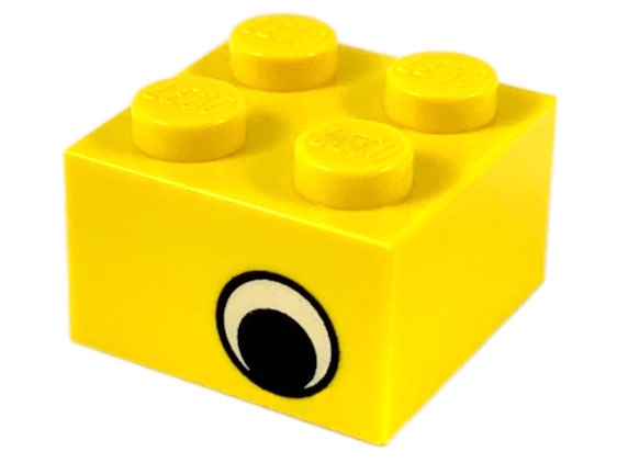 Lego Duplo Building Bricks Blocks Toy Yellow 2 x2 Bricks w/Eyes Lot of 2