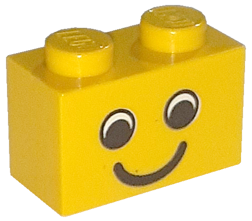 Lego 2 Yellow 1x4 brick with printed smile 