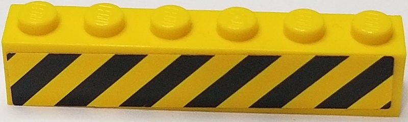 Brick 1 x 6 with Black and Yellow Danger Stripes Pattern