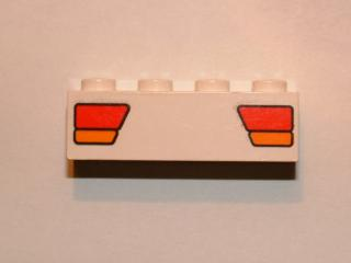 2 x Lego system construction Stone White 1x4 printed with Car-Red Tail Lights and Orang