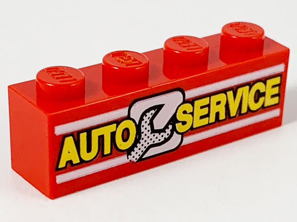 Lego 4 x Stein 3010pb035   rot 1x4 Chrom Auto Front 