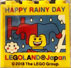 Brick 2 x 4 x 3 with LEGOLAND Japan, 'HAPPY RAINY DAY', Jester Minifigure,  and Red Capital Letter H Pattern : Part 30144pb239 | BrickLink