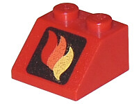 Red x2 Lego Slope 45° 2x2 Print 3039p09 Fire Logo 