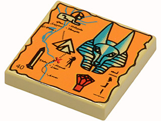 Lego 1x Tile decorated 2x2 carte Map Noctura Castle elves tan 3068bpb1134 NEUF 