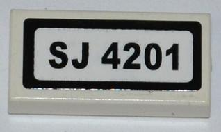 Tile 1 x 2 with SJ 4201 Pattern Sticker Set 4201 Part 3069pb0240 BrickLink