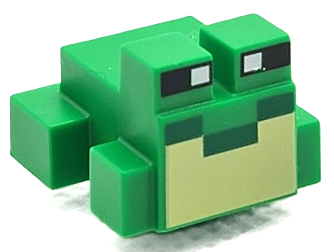 Minecraft Frog with Black and White Eyes, Green Mouth, Bright
