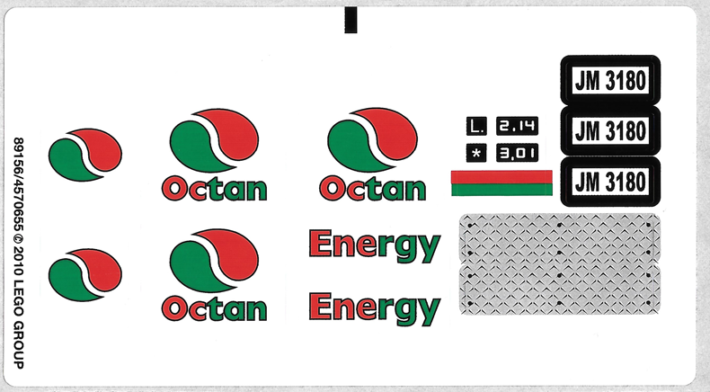 Aufkleber passend für LEGO 3180 Sticker Sheet for Octan Tank Truck Custom Precut 