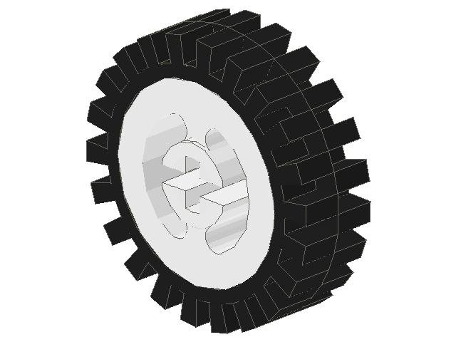 Wheel with Split Axle Hole with Black Tire 24mm D. x 8mm Offset 
