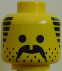 LEGO Minifigure HEAD Yellow with Black Hair Sideburns/Stubble Male Body Part #H5 
