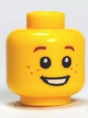 Lego 1 Flesh Minifigure  Reversible Head Boy Smile Freckles Eyes Closed Asleep