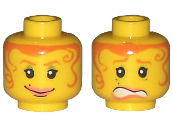 2x LEGO® Kopf mit Frauen-Gesicht roten Haaren und Lippen 3626bpx69 NEU Gelb 