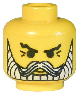 Lego Yellow Santis Minifig Head Male Black Beard Long Mouth Knights Kingdom 