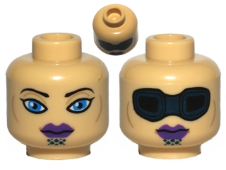 Lego minifigure head blue lipstick 