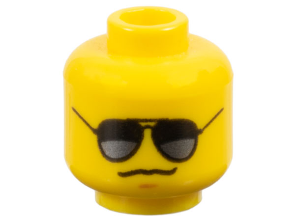 LEGO Yellow Black Silver Blue Sunglasses Faces City Town 4x Male Heads Lot