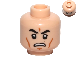 Frown White Pupils Scar ☀️NEW Lego Minifigure Head Stern Black Eyebrows 