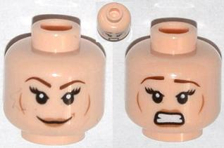Lego New Light Flesh Minifigure Head Dual Sided Female Brown Eyebrows Eyelash