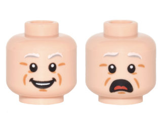 Lego New Light Flesh Minifigure Head Dual Sided Scared Open Mouth 