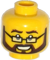 ☀️NEW Lego Minifigure Head Beard Black Bushy Eyebrows Angry Mouth white eyes 