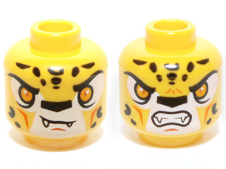 Lego Orange Minifig Head Dual Sided Alien Chima Tiger Orange Eyes Fangs #66