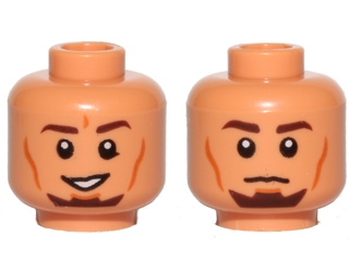 Minifigure Head Dual Sided Dark Brown Eyebrows Goatee Cheek