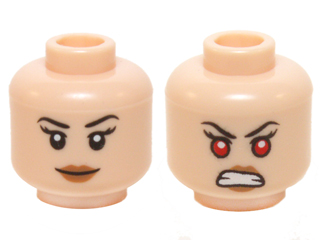 LEGO Red Red Lips & Clenched Teeth Head Female Mask w/ White Eyes Minifig 